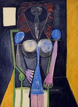  hair - Woman in an Armchair 1946 cubist Pablo Picasso